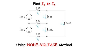Find I1 to I6 using NODE VOLTAGE method [Nilsson Problem 4.15]