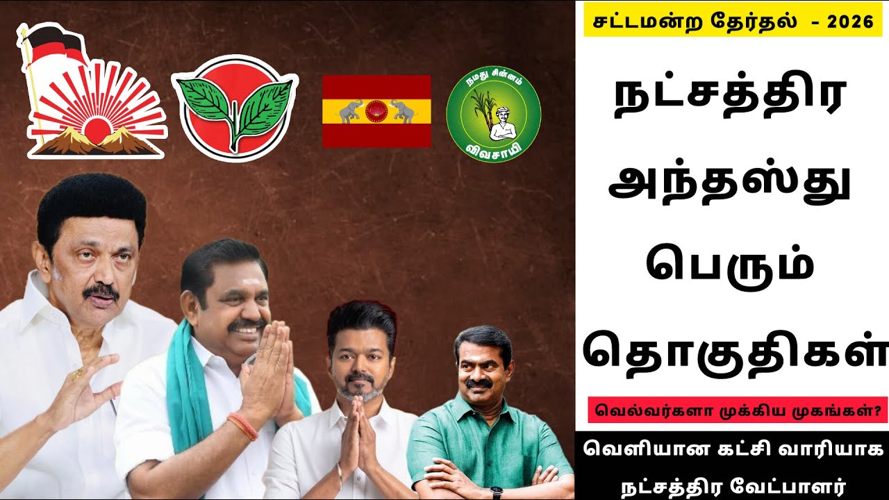 Star Candidate list for TNElection-2026 நட்சத்திர வேட்பாளர் பட்டியல் ...