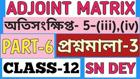 #6, Adjoint Matrix Class 12 SN Dey  EX-3 | MATH vs MATH