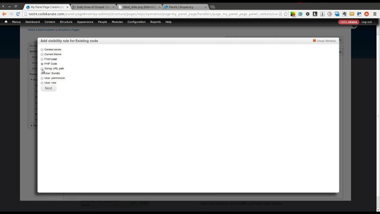 Node panel. Node panel