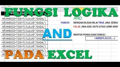 Contoh Fungsi Logika and pada Excel