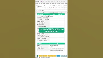 Ms Excel - Hızlı Doldurma/Flash Fill  #shorts