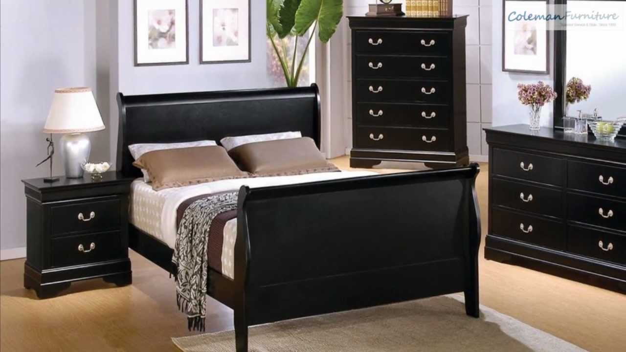 Louis Philippe Black Sleigh Bedroom Collection From Coaster Furniture - YouTube