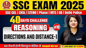 SSC Exams 2025 | Reasoning Classes by Swapnil Mam | Direction & Distance Reasoning #18