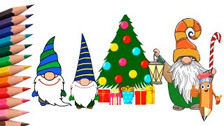 How to draw Christmas tree and the three dwarfs step by step