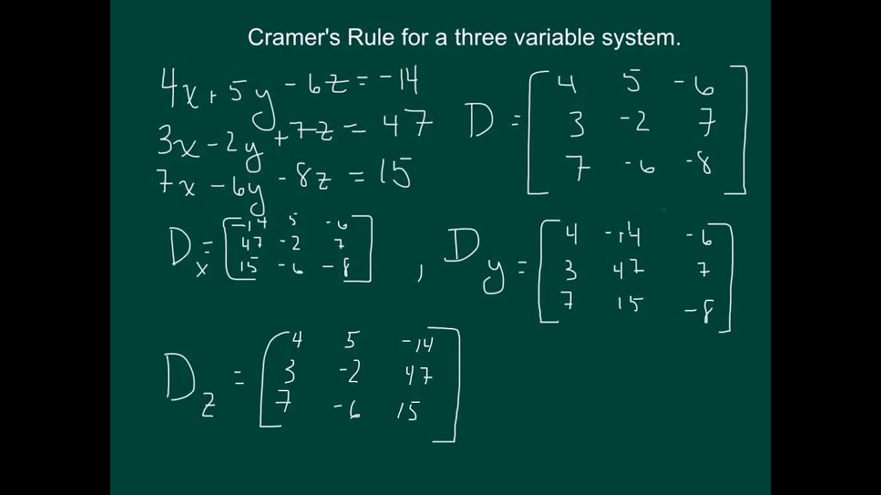 Cramer's Rule for a 3 Variable System - YouTube