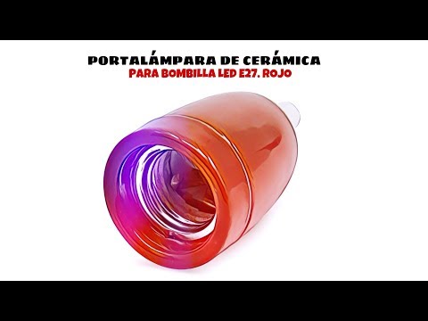 Portalampara de ceramica para bombilla LED E27 Rojo distribuido por CABLEPELADO ®