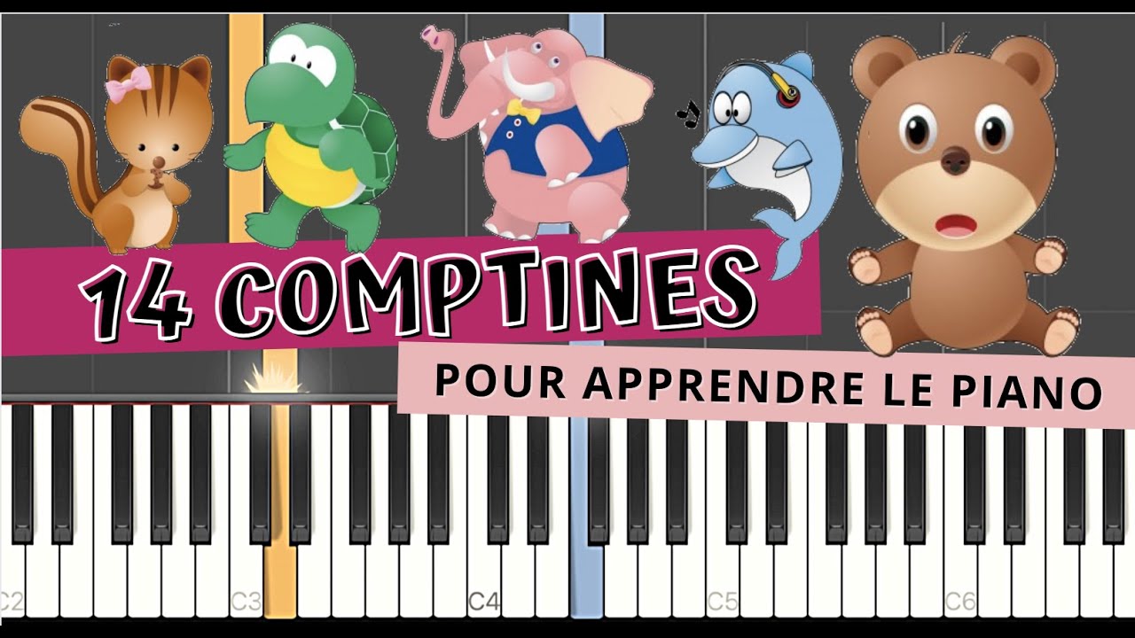 14 COMPTINES FACILES POUR APPRENDRE LE PIANO - DEBUTANT TUTO ENFANT 