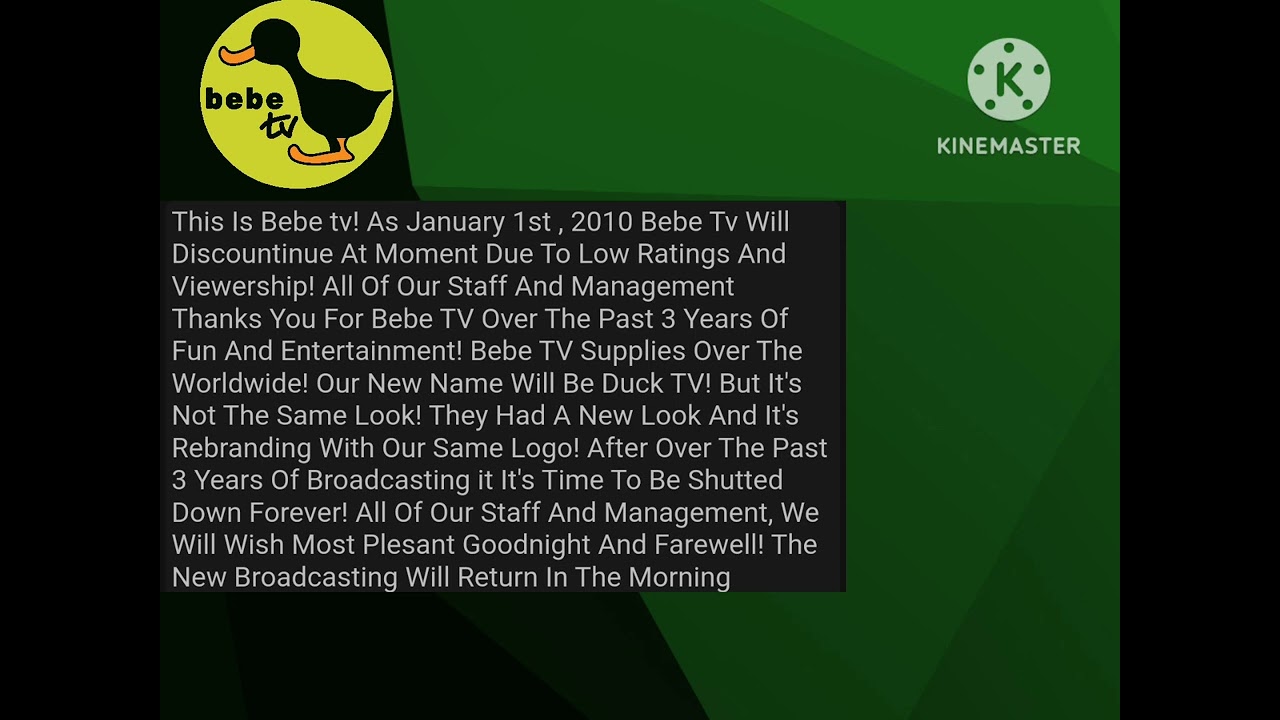 Bebe TV Final Sign Off / Duck TV First Sign On (January 1st, 2011)