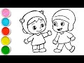 Cute Nina With Pocoyo Drawing, Painting and Coloring For Kids and Toddlers_ Easy Art