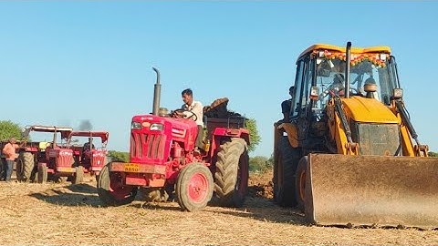 Jcb 3dx Backhoe Machine Loading red soil into Mahindra 475DI Tractors | Jcb Tractor Cartoon Video