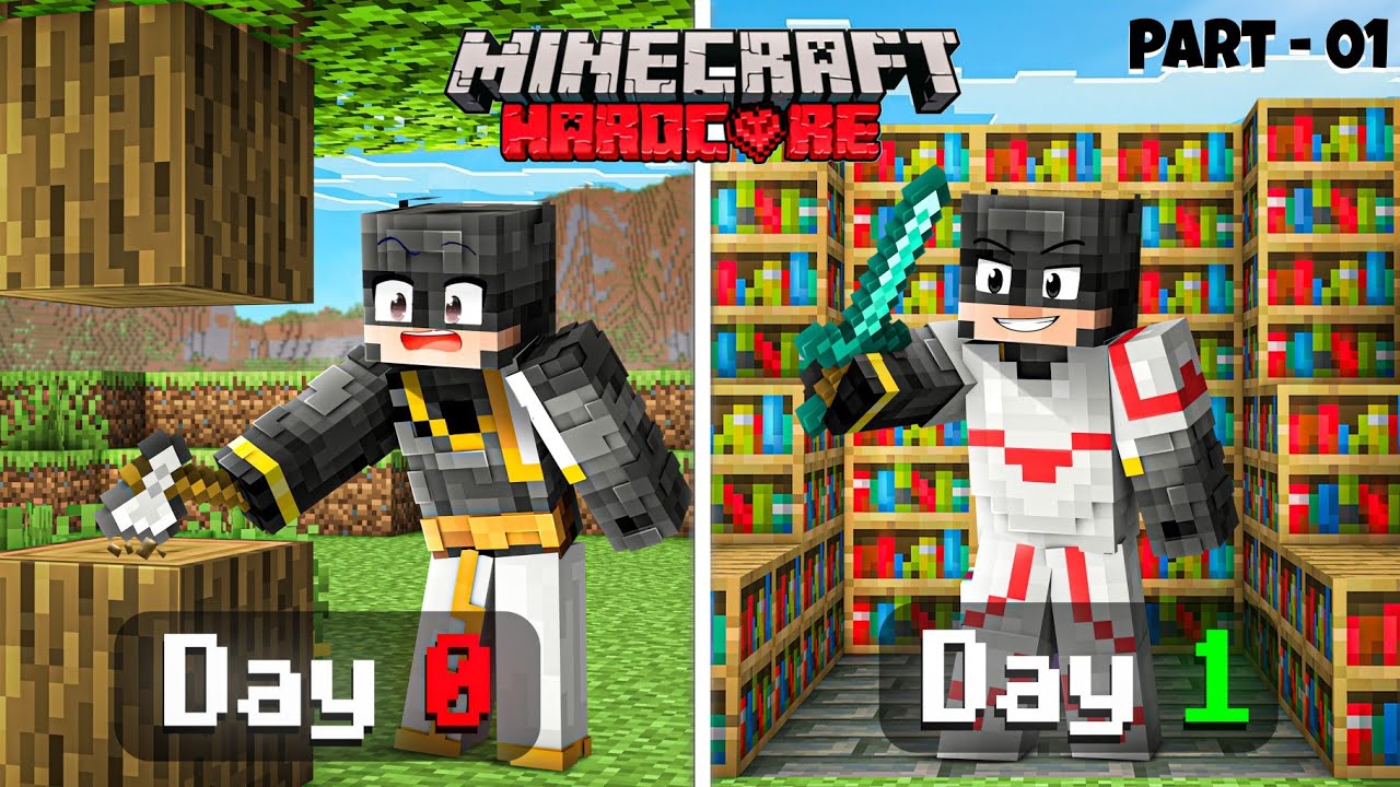 Surviving FIRST DAY In MINECRAFT HARDCORE😱