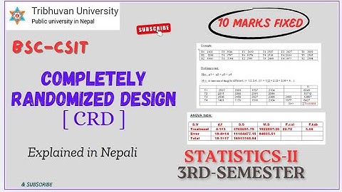 Completely Randomized Design (CRD) – Statistics-II Chapter 5 || in Nepali #bsccsit #3rdsem