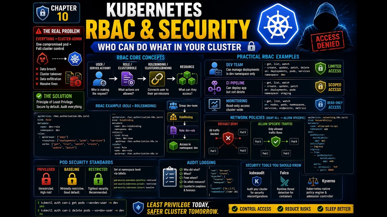 📘 CHAPTER 10 — Kubernetes RBAC & Security — Who Can Do What in Your ...
