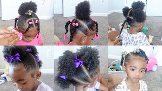 10 минут простых и милых причесок для малышей и малышей | Программа для вьющихся натуральных волос | Маленькие черные девочки