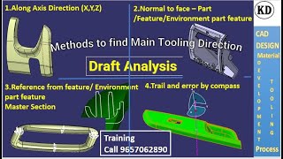 Methods to find Main Tooling Direction I Catia Draft Analysis I Parting Line  I Training 9657062890