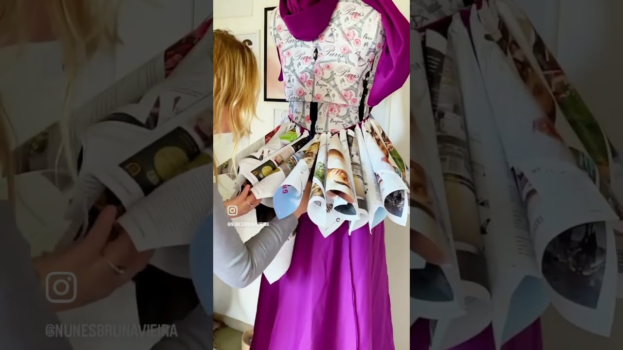 dress made from recyclable materials.