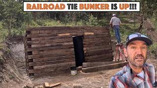 #879 - Railroad Tie Bunker Walls Are Up! Ready For Waterproofing And Backfill!