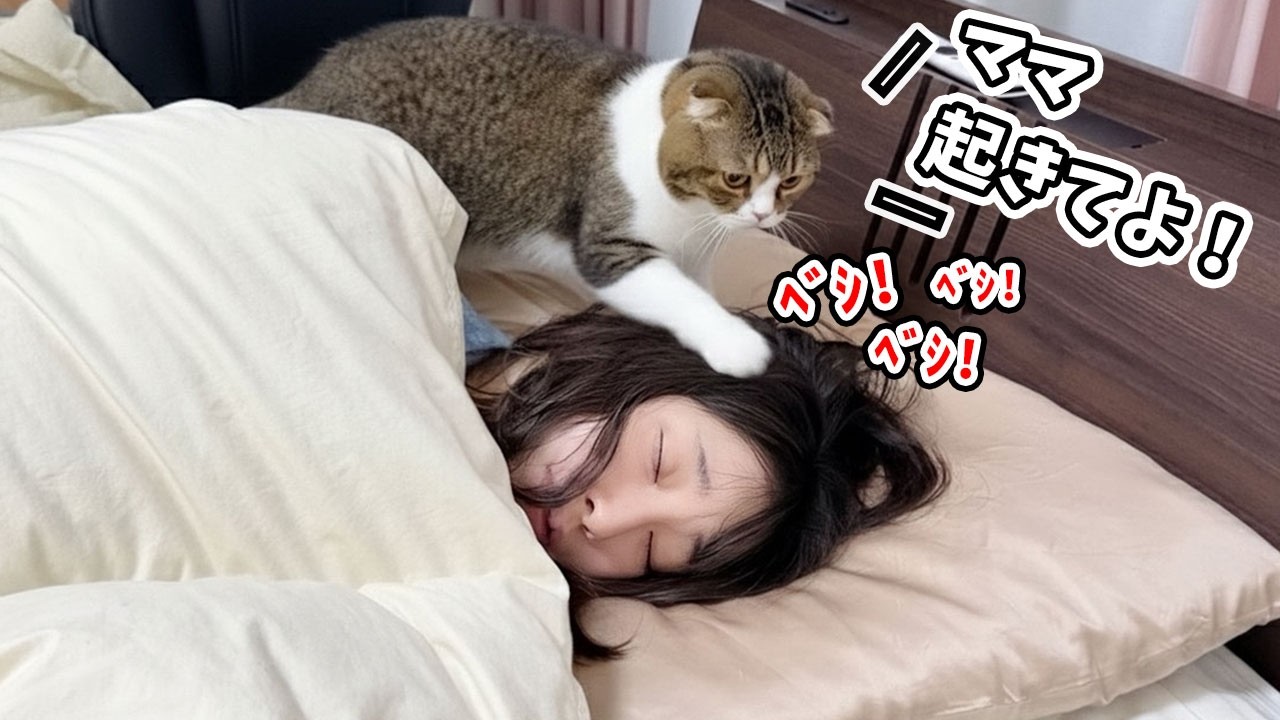 深夜2時に絶対ママを叩き起こす猫VS寒くて絶対起きたくないママの戦い