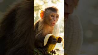 Monkey eating banana.. subscribe @PurvifyStudio #aivideo #3danimation #cuteanimals #monkeylife