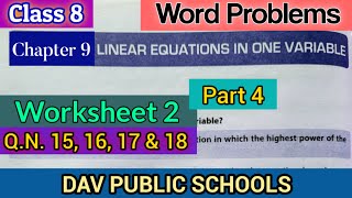 DAV class 8 maths chapter 9 worksheet 2 Q.N. 15, 16, 17 & 18