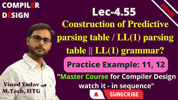 L4.55 | Ex: Predictive Parsing Table | LL(1) Parsing Table | Check whether a Grammar is LL(1) or Not