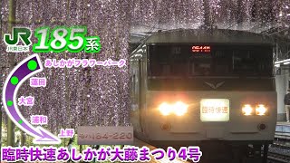 [臨時列車走行音]185系 臨時快速あしかが大藤まつり4号 あしかがフラワーパーク〜上野