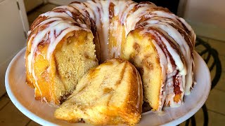 Peaches and Homemade Vanilla Bundt Cake | A vanilla flavored Bundt cake infused with fresh peaches.