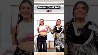 When Western vibes meet Folk beats ✨💃 #danceduo #viral Drake x Sukha. english punjabi fusion