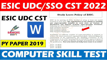 ESIC UDC/SSO Computer skill test 2022 | Previous year paper - Ms word 2019