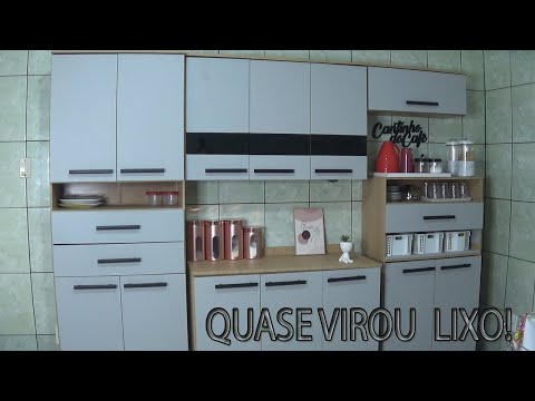 TRANSFORMAÇÃO BOMBA!! ARMÁRIO DE COZINHA QUEBRADO, MOFADO, DESCASCADO E SUJO. Iria para o LIXO.
