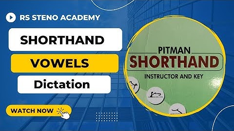 Pitman shorthand vowels in english | pitman shorthand vowel |  #rsstenoacademy