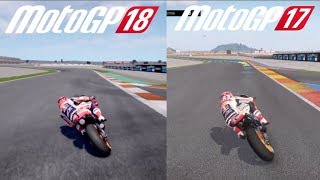 MotoGP 18 vs MotoGP 17  Comparaison - Marc Marquez, Andrea Iannone and Andrea Dovizioso