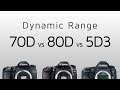 Dynamic range comparison: 70D vs 80D vs 5D Mark III