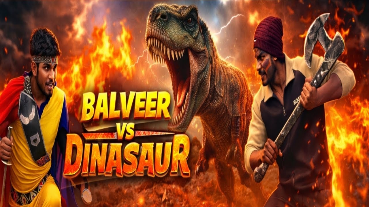 Balveer V/S Dinosaur 🦖￼￼|| Wait For End 😂-#funnyvideo #fun 2026 @realfoolsshorts63 @amitffytcomedy 