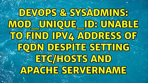 mod_unique_id: unable to find IPv4 address of FQDN despite setting etc/hosts and Apache ServerName