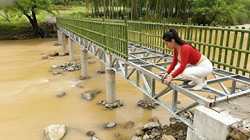 Female CEO Rebuilds Flood-Damaged Bamboo Bridge 🌉 Builds Higher & Stronger Bridge with Iron Bars