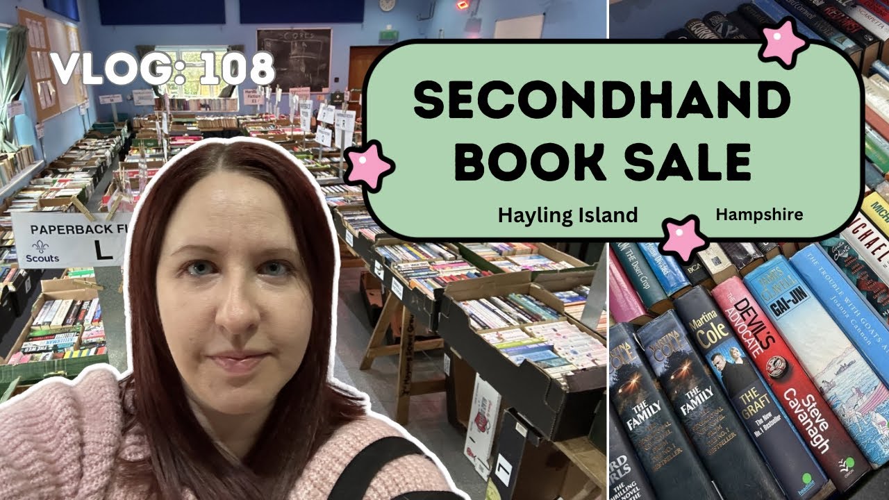 Vlog 108: 🎒 Secondhand Book Sale - Hayling Island, England 🎒