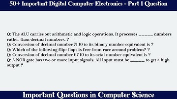 MCQ Questions Digital Computer Electronics - Part 1 with Answers