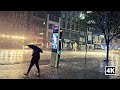 Walking In The Rain At Night NYC To Times Square 4K Asmr Binaural Rain sounds Ambience New York