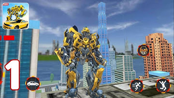Grand Robot Car Transform 3D Game - Bumblebee Level 1-4 Part 1 (Android GamePlay Walkthrough)