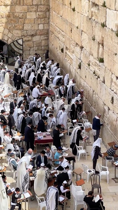 Jews praying during Passover at the Western Wall in Jerusalem, Israel 2025