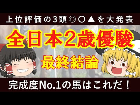 【全日本2歳優駿】最終結論 完成度No.1の馬はこれだ！ 上位評価3頭を発表 ゆっくり競馬予想