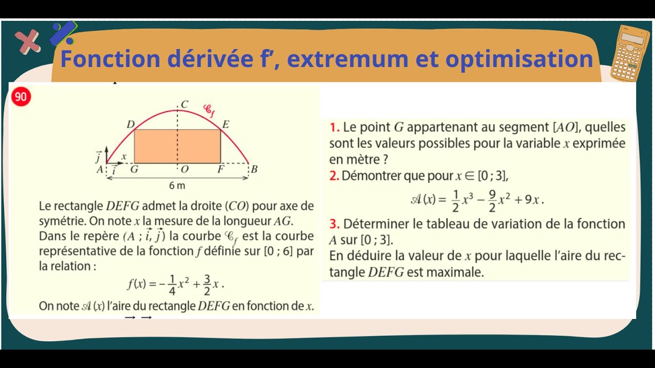 Exercice: Fonction dérivée, extremum et optimisation