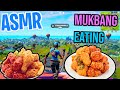 Asmr gaming  fortnite korean fried chicken mukbang relaxing eating and spectating  whispering 