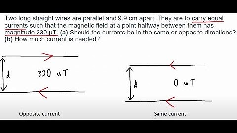 Two long straight wires are parallel and 9.9 cm... | They are to Physics Electricity & Magnetism