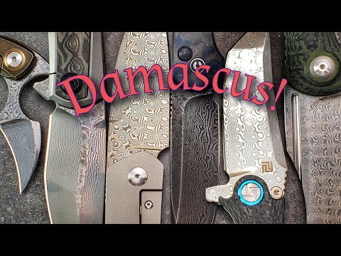 Damascus Blades!  A Selection of Folders with Beautiful Patterned Blades