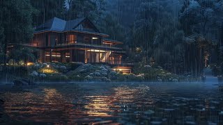 Heavy Rainstorm Nice House on the Lake Sounds for Deep Sleep Relaxation Meditation Ambience