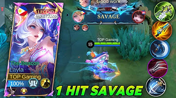 NEW 1 HIT SAVAGE BUILD FOR GOLD LANE LAYLA!! (Must Try!) - Mobile Legends