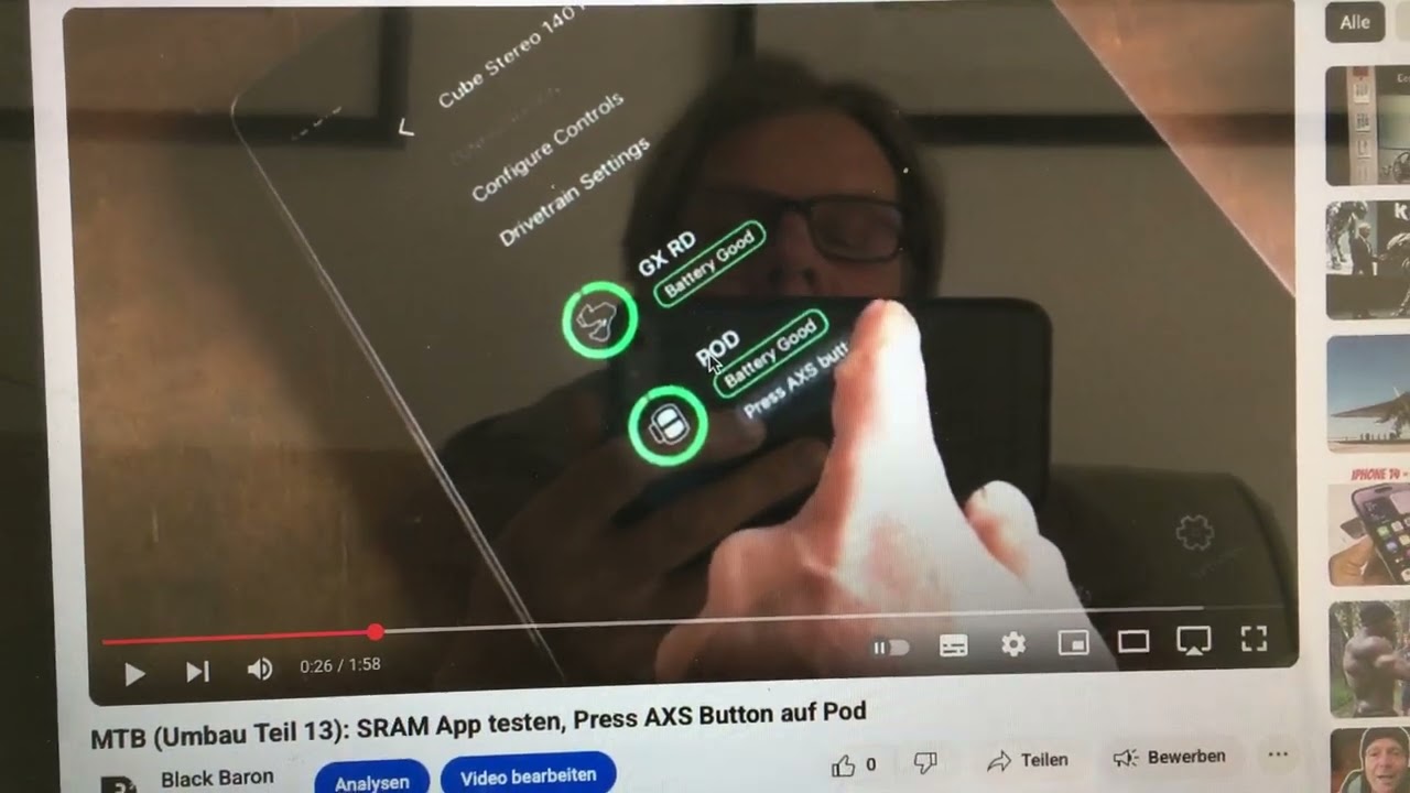 MTB (Umbau Teil 15): SRAM App Update testen mit AXS Pod Button